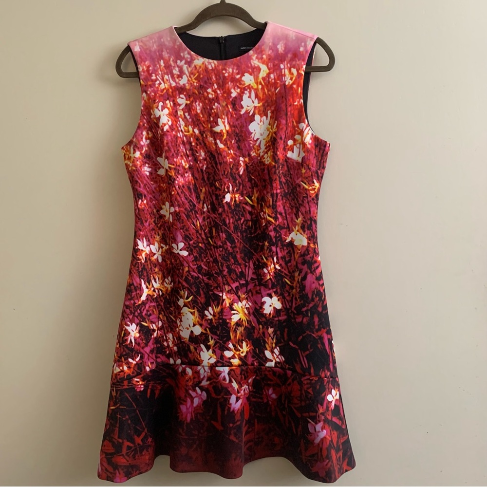 Karen Millen fitted flare short dress size 10 floral bright colors